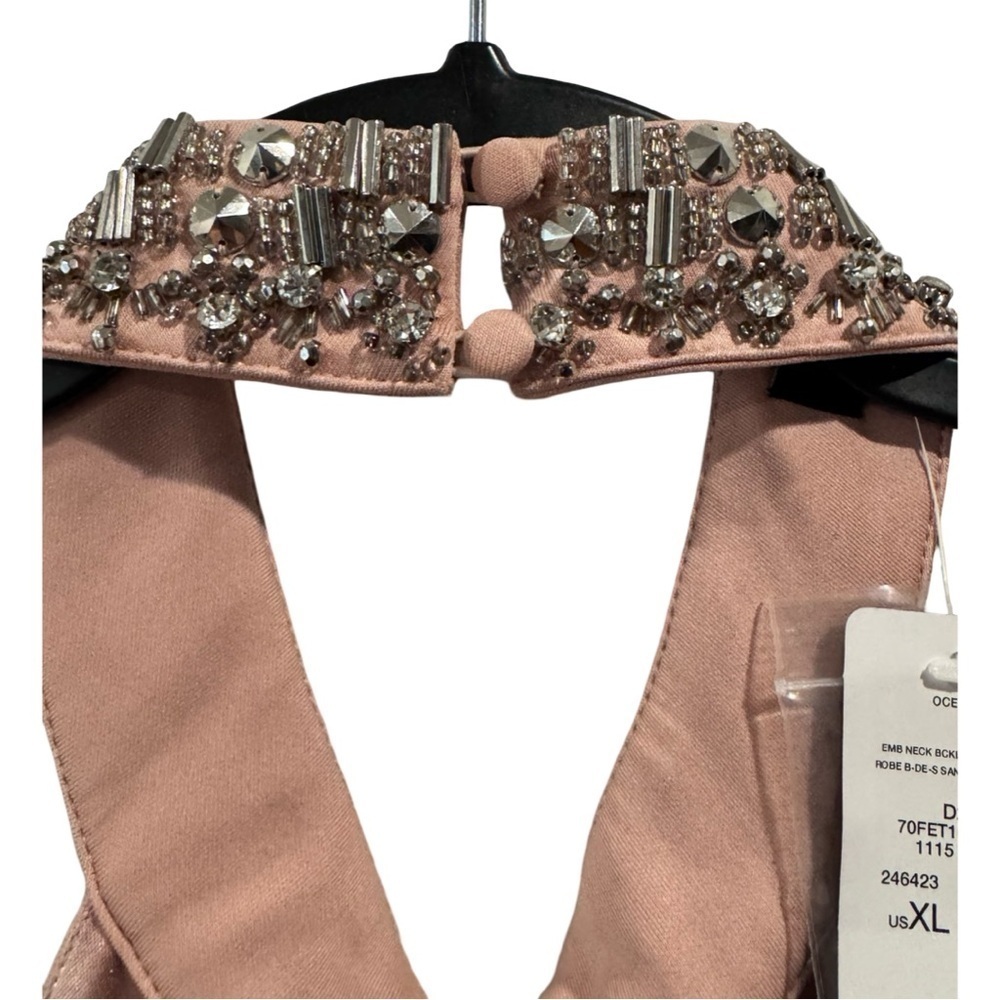 Bebe Embellished Neckline  Halter Pink Dress XL NWT - Picture 5 of 13